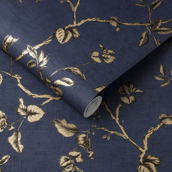 Graham & Brown Twining Floral Metallic Wallpaper Roll & Reviews Perigold